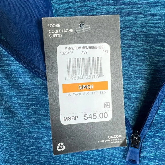 Under Armour Mens UA Tech 2.0 Half Zip Pullover Shirt Long Sleeve Blue Small NWT - Picture 5 of 12